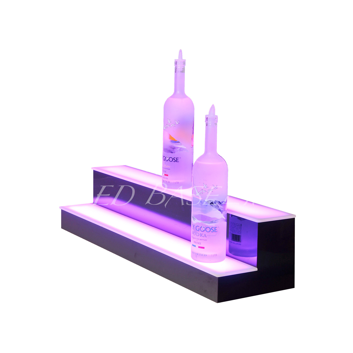 Acrylic RGB LED ሁለት ጎማዎች ወይን ማሳያ መደርደሪያ