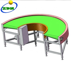 Conveyor Table Curve Belt Conveyor ကို 45 90 180 ဒီဂရီဖြင့်ကွေ့ပါ။