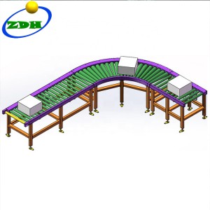 ឧបករណ៍បញ្ជូនខ្សែកោង Roller Curve ជាមួយ 45/90/180 Degree Turning Conveyors Table