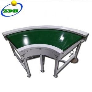 Conveyor Table Curve Belt Conveyor ကို 45 90 180 ဒီဂရီဖြင့်ကွေ့ပါ။