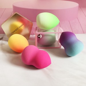 Custom Non-Latex Soft Rainbow Gradient Color Powder Puff Beauty Makeup Sponge