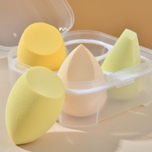 Wholesales Plastic PP material cosmetic makeup beauty egg 4 sets container box makeup sponge holder box