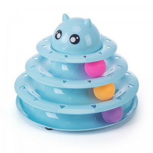 Jucărie pentru pisici cu platou turnanți cu 3 niveluri
