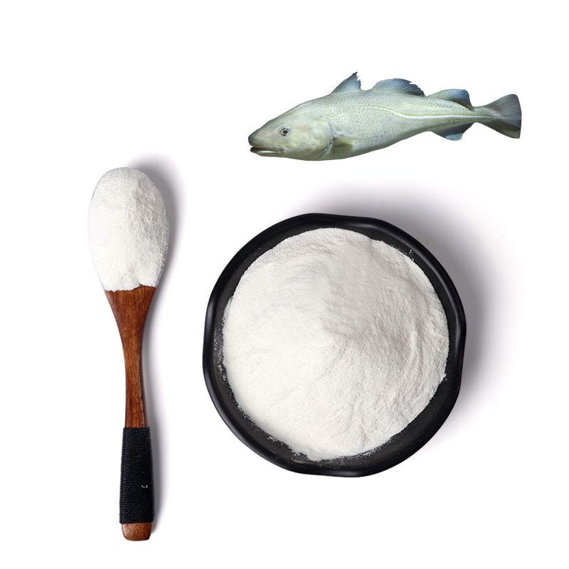 Neapstrādāts pulveris beztaras Food Grade Marine dziļi zivju ādas kolagēna peptīds pret novecošanos, uzlabo imunitāti kā veselīgu pārtiku