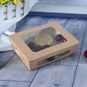 Manufacturer Wholesale Kraft Paper Food Box Packaging Takeaway Fruit Boxes Packaging Disposable Lunch Box With Window