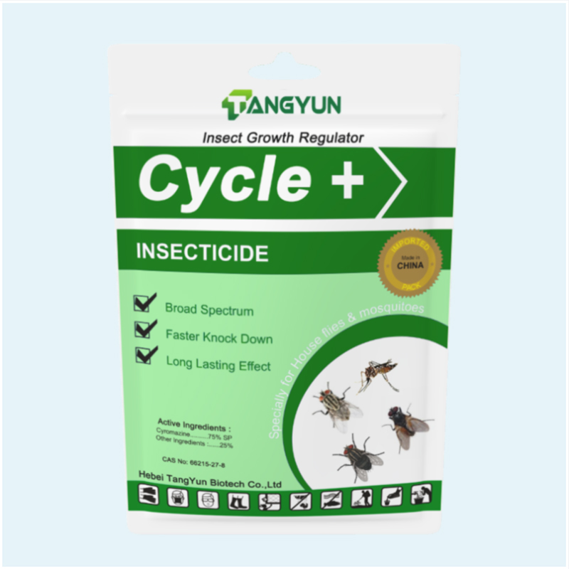 เครื่องควบคุมการเจริญเติบโตของแมลงคุณภาพสูงด้วยราคาดีที่สุด ยาฆ่าแมลง Cyromazine 10%SC, 20%SP, 50%WP, 75%WP ภาพเด่น