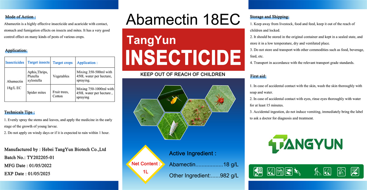 Pembunuh tungau laba-laba Insektisida paling efektif dengan harga terbaik Abamectin 18g/L EC,3.6%EC,5%EC