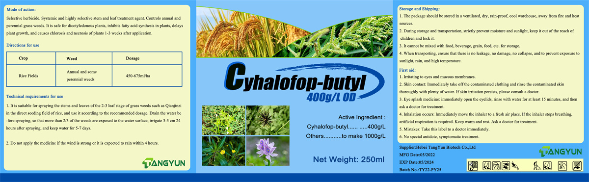 Herbicide contre les mauvaises herbes dans les champs de riz de la meilleure qualité Cyhalofop-butyl40% OD