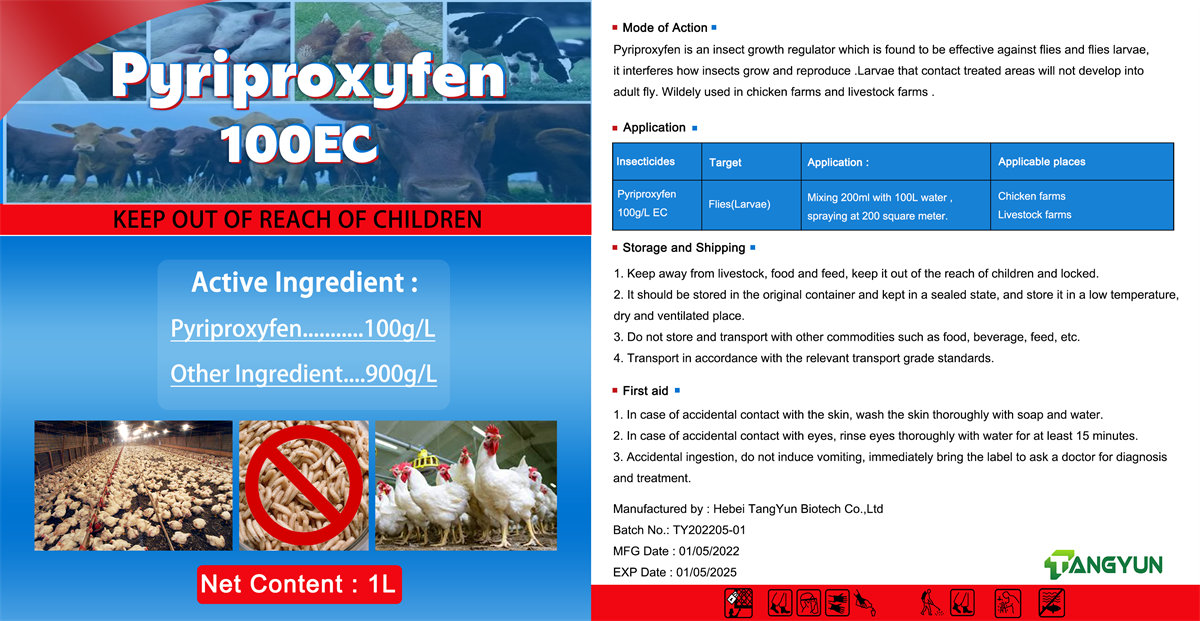 Højeffekt flue/myggelarve dræber larvacid/insekticid Pyriproxyfen 0,5% Granulat, 10%EW, 10%EC, 20%WDG med fabrikspris