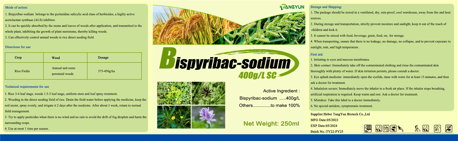 Mankhwala othandiza kwambiri a Herbicide Bispyribac-Sodium 10%SC, 20%SC, 40%SC