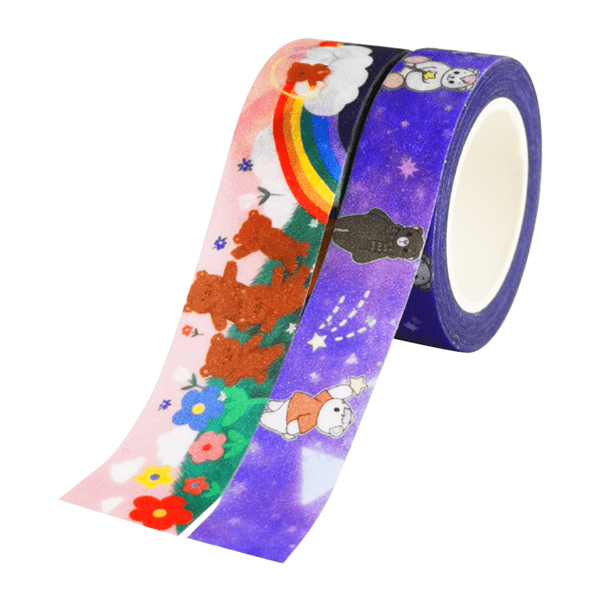 100% Original Japanese Paper Washi Tape - Glitter Washi Tape – Bears – Feite