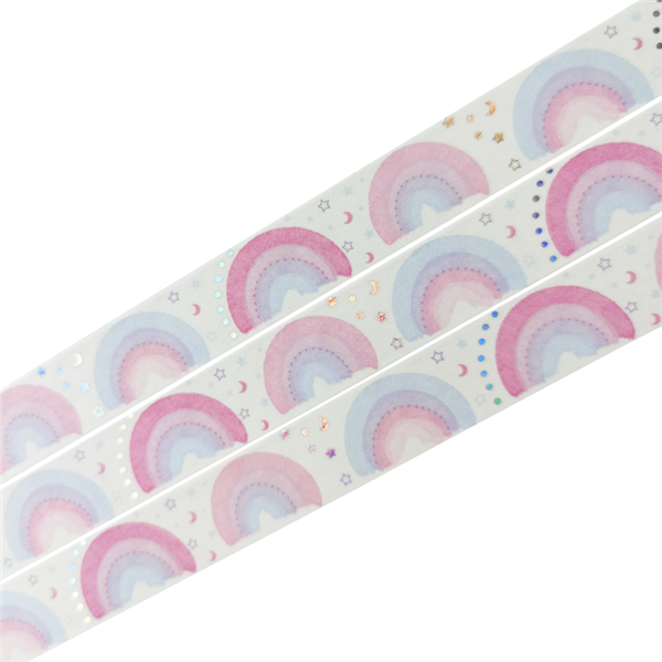 Chinese Professional How Is Washi Tape Made - Holographic Silver Washi Tape – Hearts Rainbow – Feite