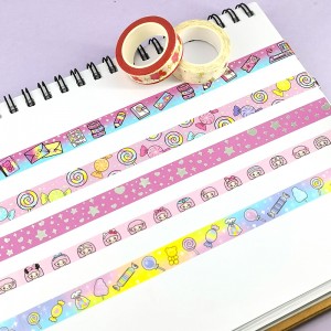 Manufacturer custom printed kawaii adhesive paper cute foil washi tape