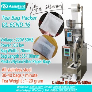 Чай пакеттерин автоматтык түрдө таңгактоочу машина Чай пакеттерин Packer 6CND-16