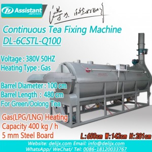 Máquina de vapor continua de follas de té de calefacción a gas para tipos de té 6CSTL-Q100