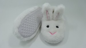 Pantuflas de coello branco para nenas