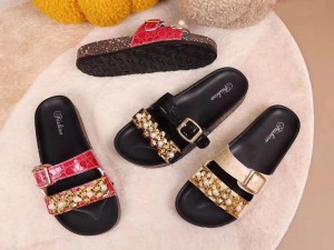 Dámske dámske sandále s korkovou vložkou, pohodlné roztomilé šmýkačky na leto