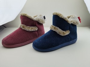 Chinelos femininos botas confortáveis ​​de tricô para inverno quente ao ar livre para uso interno