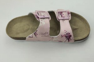 Сандали за момичета – Коркови сандали с две каишки от изкуствена кожа