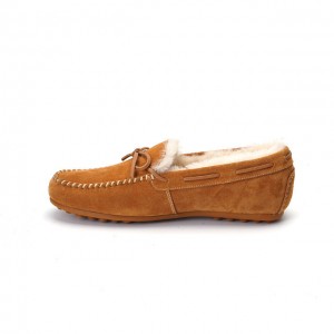 Leather Moccasin Slippers Pile Lined Hardsole Slipper