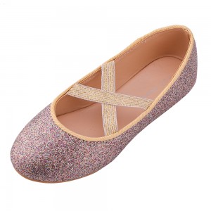 မိန်းကလေးဝတ်စုံဖိနပ်၊ Glitter Mary Jane Ballet Flats ချော်လဲသည်။