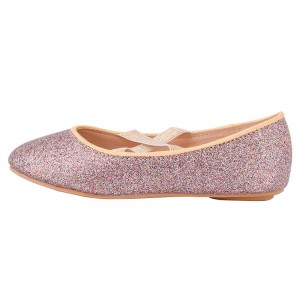 Girls Dress Shoes, Glitter Mary Jane Ballet Flats Rutsch op