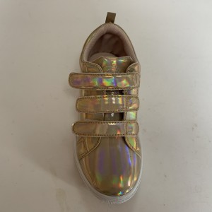 Fashion Laser PU Velcro Sepatu Loafer Anak Mudah Dipakai