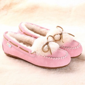 Mga Babaye nga Winter Indoor Outdoor Faux Fur Lined Slippers Moccasins