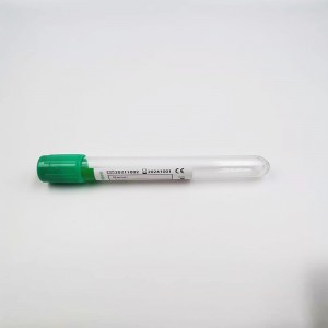 Tubo de extracción de sangre al vacío con tapa verde, anticoagulante de heparina de litio, prueba desechable médica