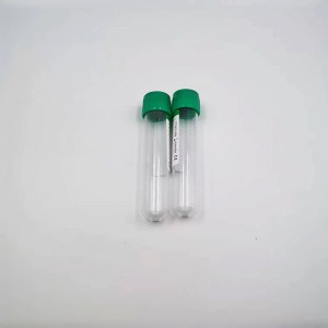 Vakuumska epruveta za odvzem krvi z zelenim pokrovčkom za medicinsko testiranje litijevega heparinskega antikoagulanta