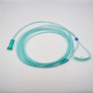Catheter O2/CO2 Tube Line ຜູ້ຜະລິດໃນປະເທດຈີນ Single Use Disposable PVC Nasal Oxygen Cannula CE ISO