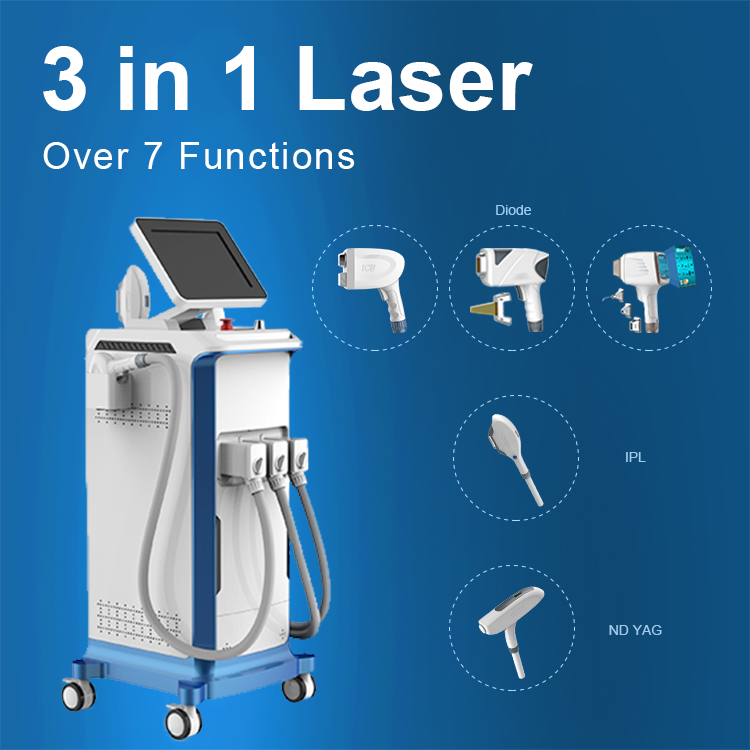 Diodă profesională multifuncțională laser ipl shr opt nd yag laser Mașină de îndepărtare a părului pentru clinică de salon imagine prezentată