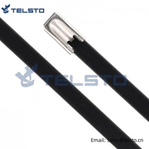 PVC nga adunay sapaw nga stainless Steel nga self-locking Cable Ties ball lock type
