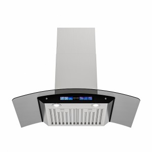 90cm Wall Mount Glass Canopy Range Hood Kitchen Chimney Touch Control