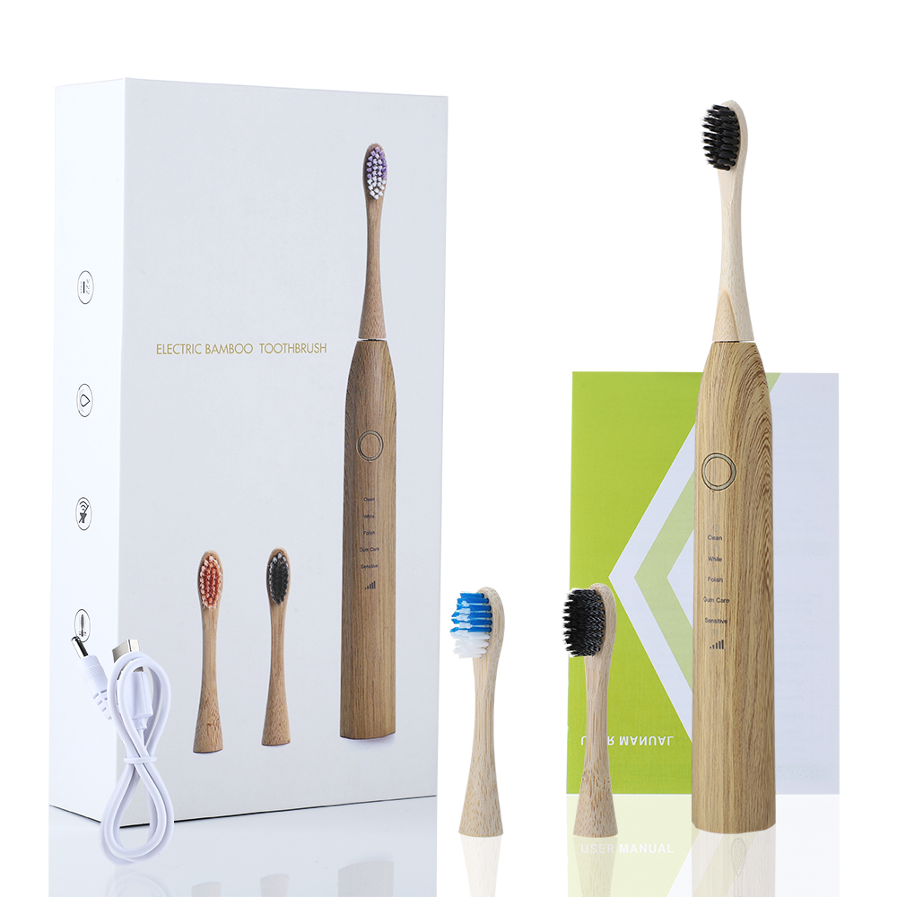 Compostable Soft Bristles Bamboo Electric Toothbrushes With 3 Rechargeable Heads Featured Image