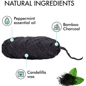 Biodegradable Peppermint Flavor Natural Bamboo Charcoal Dental Floss with Candelilla Wax