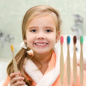 Eco-Friendly & Biodegradable Natural Bamboo Toothbrushes with Color Bristles