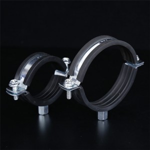 Black Rubber Hanging Pipe Clamp Carton Steel And Stainless Steel Material
