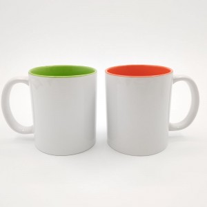Tazas de café de dous tons de cores de transferencia de calor revestidas de brancos de sublimación personalizados por xunto ThinkSub