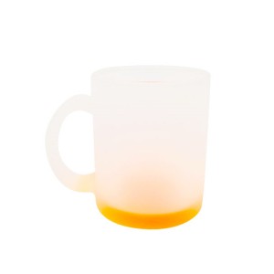 Sublimasi Kosong 11oz Frosted Glass Beer Cup dengan Colored Bottom Glass Beer Mug