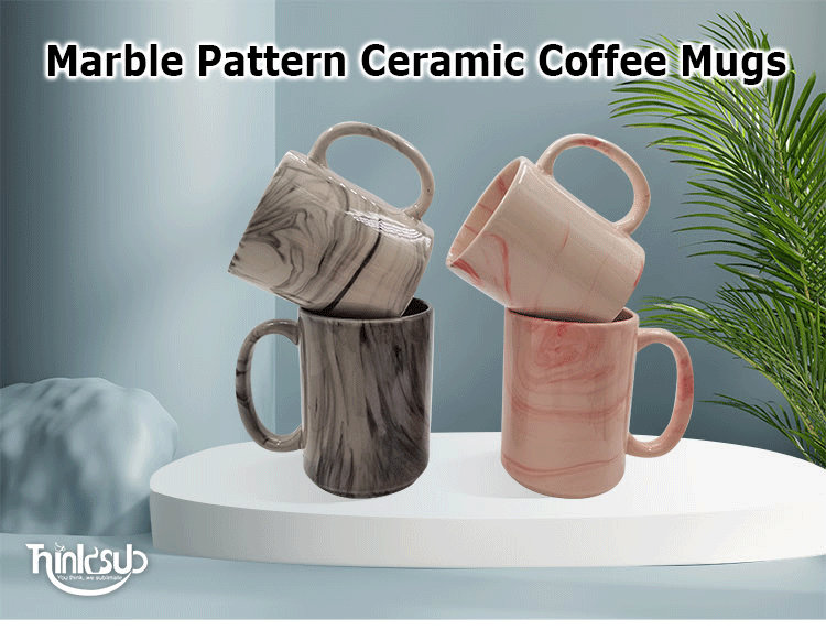 Mug Kopi Keramik Pola Marmer