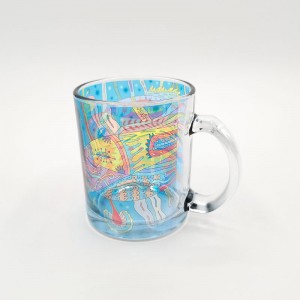 Sublimation Blank 11oz Frosted Glass Beer Cup with Colored Bottom Glass Beer Mug
