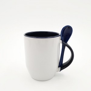 Kupa kafeje e personalizuar me lugë qeramike me ngjyrë 11oz, me ngjyrë qeramike