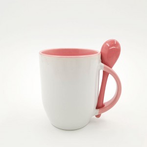 11oz Sublimation Ceramic Travel Color Spoon Custom Coffee Mug Cup