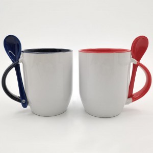 Kesane 11oz Sublimation Seramîk Rêwîtiyê Color Spoon Custom Coffee Mug Cup