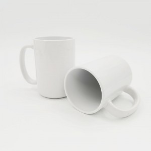 Sublimació en blanc Proveïdor a l'engròs Tasses de cafè de ceràmica de sublimació personalitzada de porcellana recoberta blanca de 15 oz