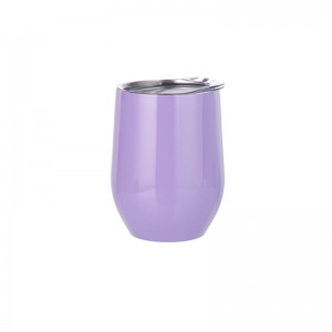 Sublimation Blanks Double Wall 12oz 360ml အရောင် Stainless Steel Stemless Egg Wine Vacuum Mug အဖုံးပါသော Glitter ခွက်