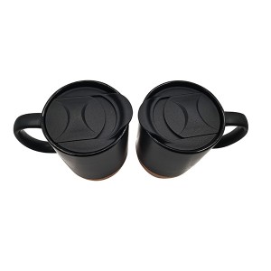 コルク底と防滴蓋付き断熱セラミックカップ大型コーヒーマグ