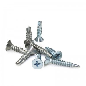 Cross recessed countersunk head drilling screws na may tapping screw thread