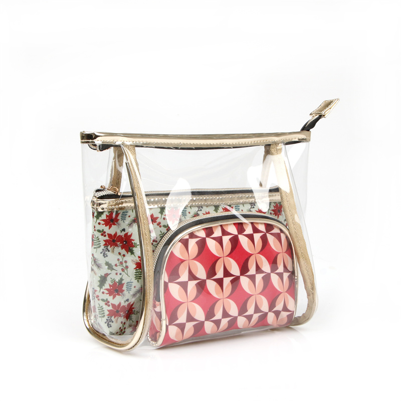 Darilni set za ženske in dekleta: prenosna kozmetična torbica iz poliestra in potovalna toaletna torbica